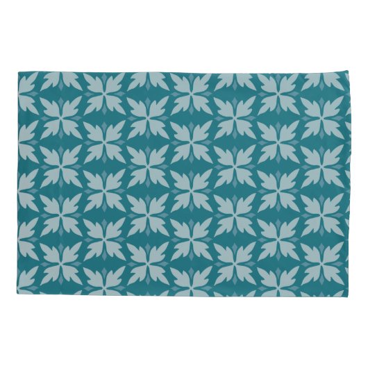 青いエレガント幾何学的パターン 枕カバー (裏面-左)