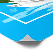 青いエレガント水に白い白鳥 ポスター (角)