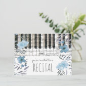 青いエレガント水の色の花の音楽リサイタル 招待状 (スタンド正面)