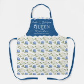青いエレガント水瓶花のパターン エプロン (正面)
