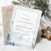 青いエレガント水色の松の木の冬の結婚式 招待状