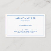 青いエレガント水色の染め模様モノグラム 名刺 (裏面)