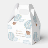 青いエレガント熱気球の雲の少年の赤ちゃんシャワー フェイバーボックス (裏面サイド)