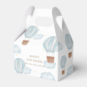 青いエレガント熱気球の雲の少年の赤ちゃんシャワー フェイバーボックス (正面サイド)