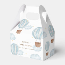 青いエレガント熱気球の雲の少年の赤ちゃんシャワー