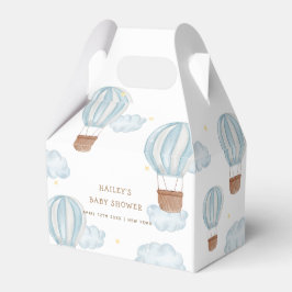 青いエレガント熱気球の雲の少年の赤ちゃんシャワー フェイバーボックス