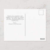 青いエレガント牡丹のフローラの結婚写真ありがとう ポストカード (裏面)