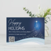 青いエレガント白いクリスマススターツリービジネス シーズンカード (スタンド正面)