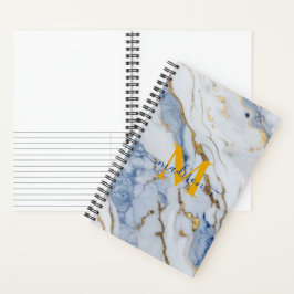 青いエレガント白のマーズ金ゴールド大理石をパーソナライズ ノートブック