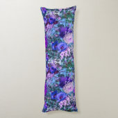 青いエレガント紫色の花柄 ボディピロー (裏面 (縦))