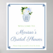 青いエレガント緑の生姜の瓶シャワーパーティー ポスター (正面)