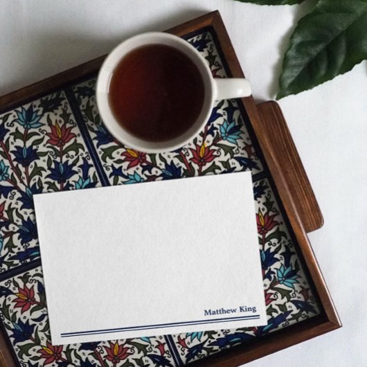 青いエレガント線を消去して名前を追加 ノートカード