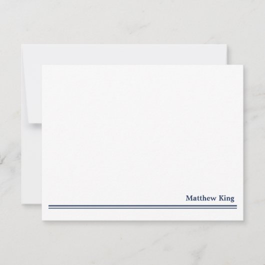 青いエレガント線を消去して名前を追加 ノートカード (正面)