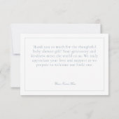 青いエレガント自然の鳥の赤ちゃんシャワー サンキューカード (裏面)