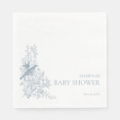 青いエレガント自然の鳥の赤ちゃんシャワー スタンダードランチョンナプキン (正面)