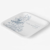 青いエレガント自然の鳥の赤ちゃんシャワー ペーパープレート (傾斜あり)