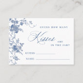 青いエレガント花はゲームカードの数を推測 名刺 (正面)