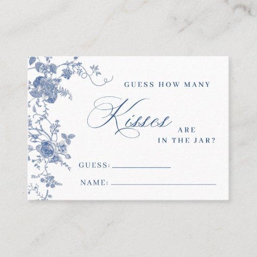 青いエレガント花はゲームカードの数を推測 名刺 (正面)