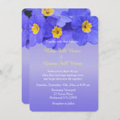 青いエレガント花カッコいいが美し結婚い 招待状 (正面/裏面)