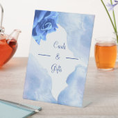 青いエレガント花婚式カードとギフト 台座サイン (インサイチュ)