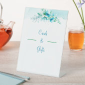 青いエレガント花婚式カードとギフト 台座サイン (インサイチュ)