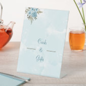 青いエレガント花婚式カードとギフト 台座サイン (インサイチュ)