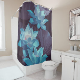 青いエレガント蓮のアクリルアート| シャワーカーテン