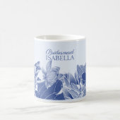 青いエレガント蓮の花の結婚贈り物の花嫁 コーヒーマグカップ (中央)