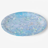 青いエレガント虹のホログラフィックマーブルアイス ペーパープレート (アングル)