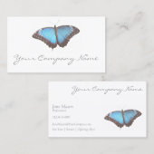 青いエレガント蝶 – 白い名刺 名刺 (正面/裏面)