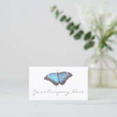 青いエレガント蝶 – 白い名刺 名刺 (スタンド正面)