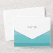 青いエレガント野花の水色 オールインワン招待状 (裏面)