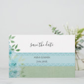 青いエレガント野花の水色 便箋 (スタンド正面)