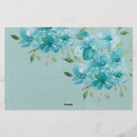 青いエレガント野花の水色 便箋 (裏面)