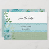 青いエレガント野花の水色 便箋 (正面/裏面)