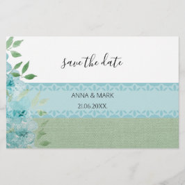 青いエレガント野花の水色 便箋