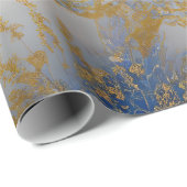 青いエレガント金ゴールドとライトビーズ ラッピングペーパー (ロールコーナー)