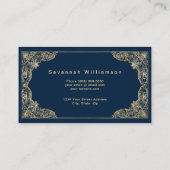 青いエレガント金ゴールドのカスタマイズ 名刺 (裏面)