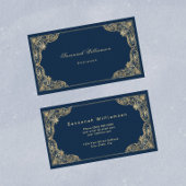 青いエレガント金ゴールドのカスタマイズ 名刺