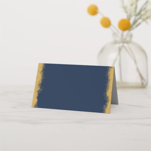 青いエレガント金ゴールドエッジ プレイスカード (裏面)