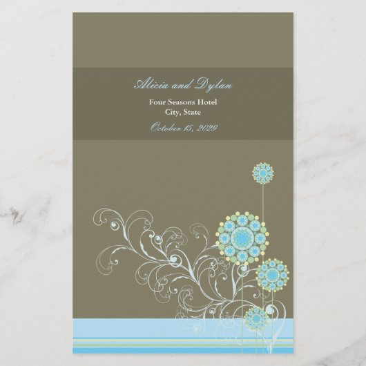 青いエレガント雪の花が冬の結婚式を渦巻く (裏面)