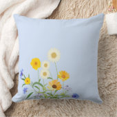 青いエレガント黄色の野草 クッション (ブランケット)