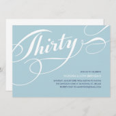 青いエレガント30歳の誕生日招待状 招待状 (正面/裏面)