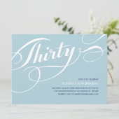 青いエレガント30歳の誕生日招待状 招待状 (スタンド正面)
