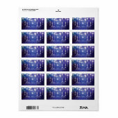 青いエレガントString Lights差出人住所ラベル ラベル (フルシート)