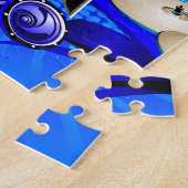 青いエレキギター、ドラム及びスピーカー ジグソーパズル (側面)