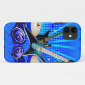 青いエレキギター、ドラム及びスピーカー Case-Mate iPhoneケース (裏面(横))