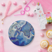 青いエージェート液体大理石 ペーパープレート (パーティー)