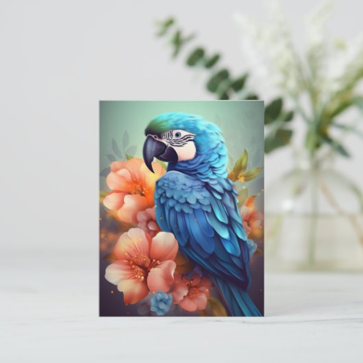 「青いオウムのグリーティングカード シーズンポストカード (スタンド正面)