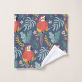 青いオウムの陸熱帯パターン バスタオルセット (ウォッシュタオル)